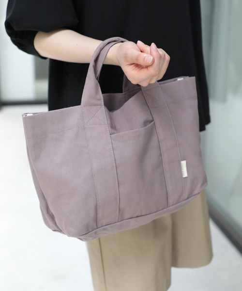 SETUP7（セットアップセブン）の「【SETUP7】ポケット付 コットンバッグ YMX ※（トートバッグ・レディース・アイボリー/グレー・FREE）」の2枚目の写真