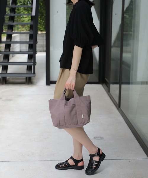 SETUP7（セットアップセブン）の「【SETUP7】ポケット付 コットンバッグ YMX ※（トートバッグ・レディース・アイボリー/グレー・FREE）」の8枚目の写真