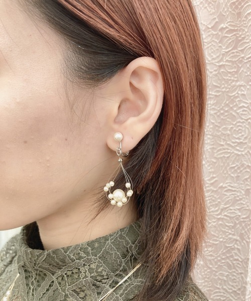 Cupid Heart(キューピッドハート)の「【Cupid Heart】結婚式アクセ!パールテグスイアリング(イヤリング・レディース・ベージュ・MEDIUM)」の8枚目の写真