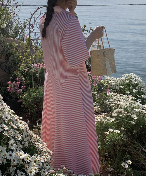 新品未使用　半袖シャツワンピース ピンク系 ストライプ サイズ44 1281-62055_26.jpg