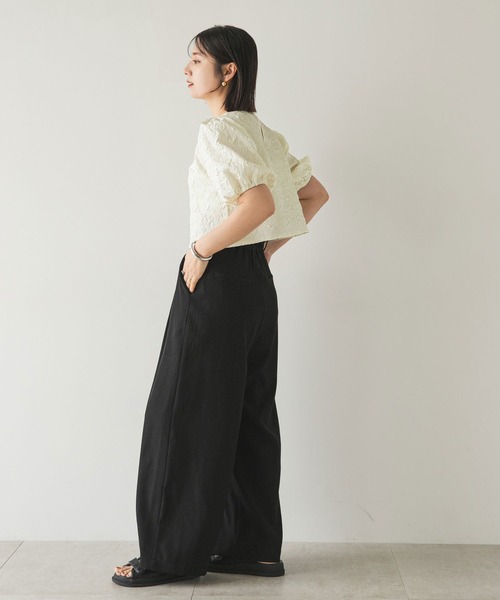 rectangle（レクタングル）の「ジャガードパフスリーブトップス（シャツ/ブラウス・レディース・アイボリー/ブラック・FREE）」の13枚目の写真