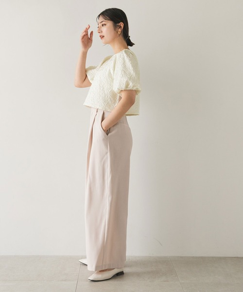 ジャガード　パフスリーブ　トップス　rosymonster bibiy zara 新品 ザラ ZARA リボン付き パフスリーブ ジャガード トップス