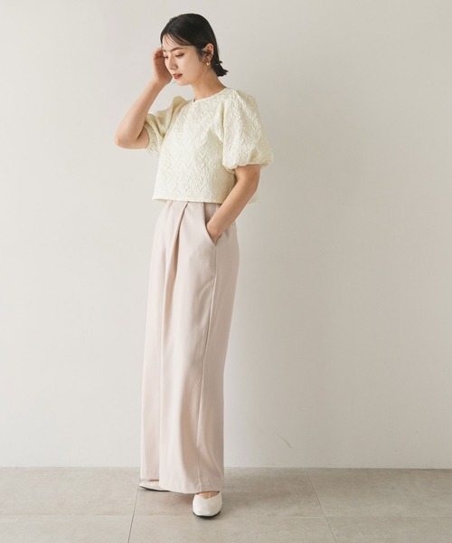 rectangle（レクタングル）の「ジャガードパフスリーブトップス（シャツ/ブラウス・レディース・アイボリー/ブラック・FREE）」の16枚目の写真