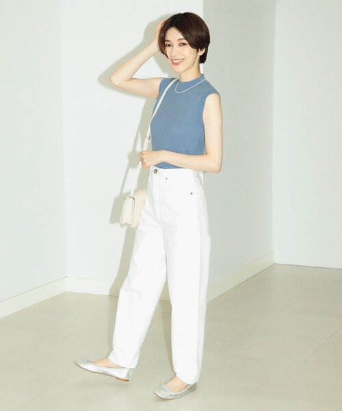 B:MING by BEAMS（ビーミングバイビームス）の「B:MING by BEAMS / ウォッシャブル リブ ノースリーブ（タンクトップ・レディース・ブルー系その他/ベージュ/ブラック・FREE）」の4枚目の写真