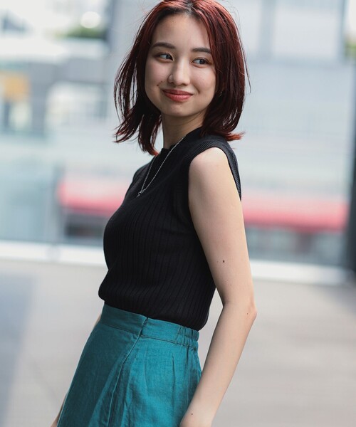 B:MING by BEAMS（ビーミングバイビームス）の「B:MING by BEAMS / ウォッシャブル リブ ノースリーブ（タンクトップ・レディース・ブルー系その他/ベージュ/ブラック・FREE）」の5枚目の写真