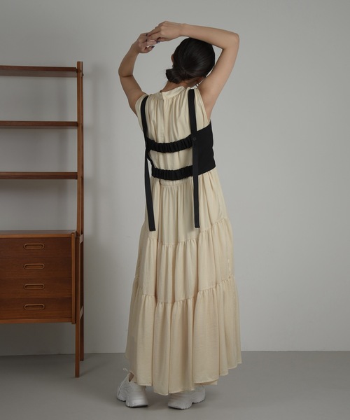 I_am（アイアム）の「no sleeve tiered ops（ワンピース・レディース・オフホワイト/ブラック・FREE）」の6枚目の写真