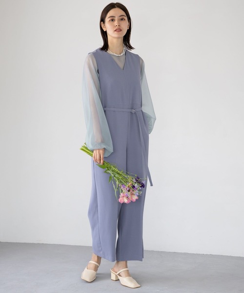 LEPSIM（レプシィム）の「インナーセットVオールインワン【jours heureux】　964379（サロペット/オーバーオール・レディース・ライトブルー/ブラック・MEDIUM/LARGE）」の6枚目の写真