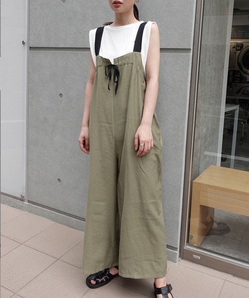 CORNERS（コーナーズ）の「配色ストラップギャザーサロペット（サロペット/オーバーオール・レディース・アイボリー/カーキ/ブラック・M/L）」の9枚目の写真