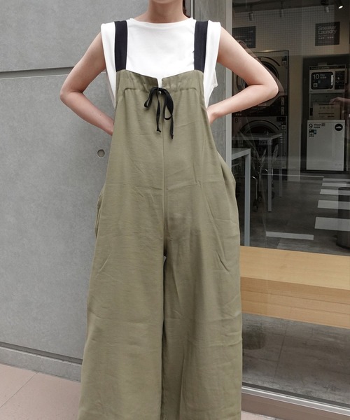 CORNERS（コーナーズ）の「配色ストラップギャザーサロペット（サロペット/オーバーオール・レディース・アイボリー/カーキ/ブラック・M/L）」の12枚目の写真