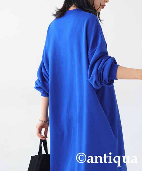 antiqua(アンティカ)の「綿混素材コクーンスウェットワンピース(ワンピース・レディース・杢グレー/グレイッシュベージュ/ブルー/ブラック・FREE)」の20枚目の写真