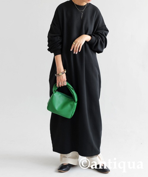 antiqua(アンティカ)の「綿混素材コクーンスウェットワンピース(ワンピース・レディース・杢グレー/グレイッシュベージュ/ブルー/ブラック・FREE)」の16枚目の写真