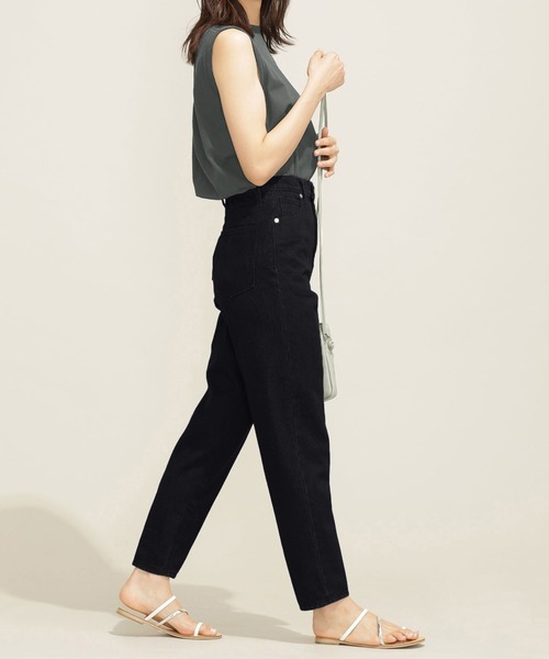 NANO universe（ナノユニバース）の「【WEB限定】【骨格ウェーブ】ハイウエストテーパードデニムパンツ（デニムパンツ・レディース・ホワイト/ネイビー/ブラック/ブラック系その他/ダークネイビー・マルチサイズ）」の3枚目の写真