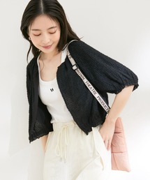 【洗える】リバーシブルシフォンジャガードブラウスカーディガン