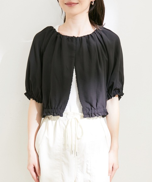 VIS（ビス）の「【洗える】リバーシブルシフォンジャガードブラウスカーディガン（カーディガン/ボレロ・レディース・ブラック/オフホワイト・FREE）」の15枚目の写真