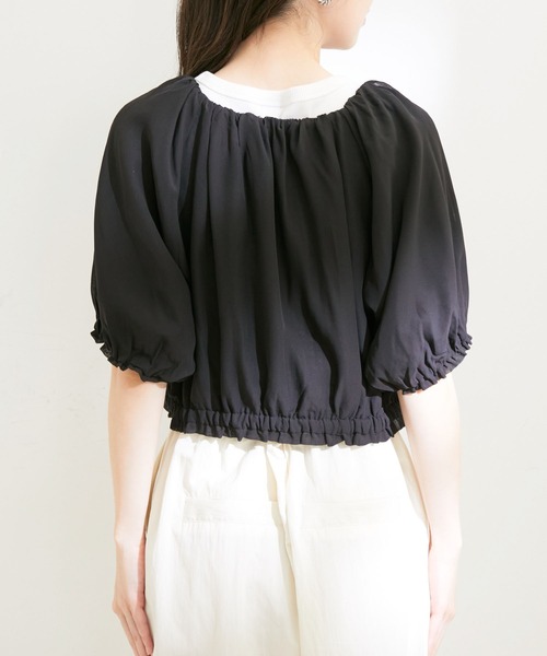 VIS（ビス）の「【洗える】リバーシブルシフォンジャガードブラウスカーディガン（カーディガン/ボレロ・レディース・ブラック/オフホワイト・FREE）」の16枚目の写真