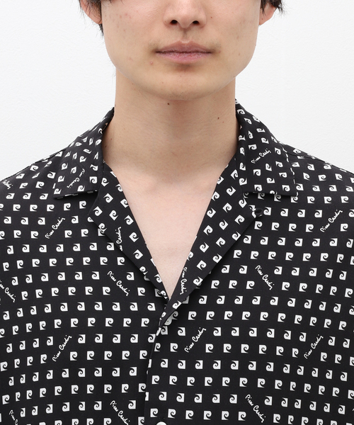 pierre cardin（ピエールカルダン）の「【Pierre Cardin / ピエール カルダン】別注 モノグラム柄 オープンカラーシャツ（シャツ/ブラウス・メンズ・ブラック/グリーン・MEDIUM/LARGE）」の13枚目の写真