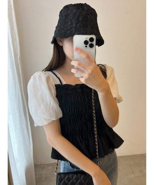 PHILLY（フィリー）の「シャーリングドッキングブラウス（シャツ/ブラウス・レディース・アイボリー/ブルー・FREE）」の2枚目の写真