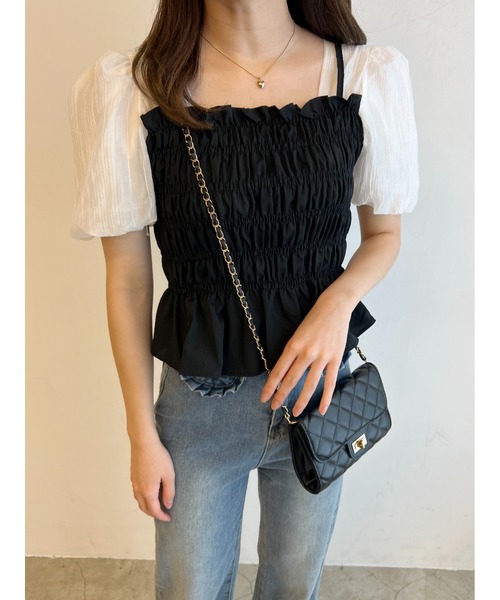 PHILLY（フィリー）の「シャーリングドッキングブラウス（シャツ/ブラウス・レディース・アイボリー/ブルー・FREE）」の3枚目の写真