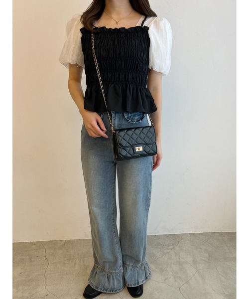 PHILLY（フィリー）の「シャーリングドッキングブラウス（シャツ/ブラウス・レディース・アイボリー/ブルー・FREE）」の4枚目の写真