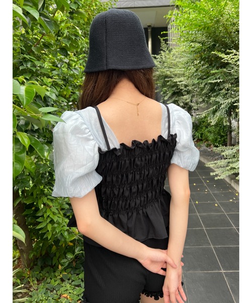 PHILLY（フィリー）の「シャーリングドッキングブラウス（シャツ/ブラウス・レディース・アイボリー/ブルー・FREE）」の11枚目の写真