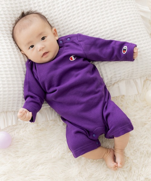 Champion（チャンピオン）の「champion / チャンピオン ロゴ長袖カバーオール（ロンパース・キッズ・ブラック/グレー/ホワイト/ピンク/グリーン/パープル/レッド・90cm/70cm/80ｃｍ）」の8枚目の写真