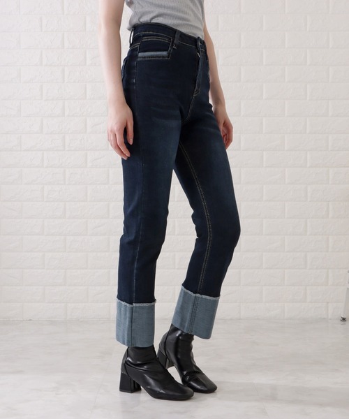 Lace Ladies（レースレディース）の「ロールアップハイウエストストレートデニムパンツ（デニムパンツ・レディース・ブラック/グレー/ネイビー・H/P/E/F/O/R）」の14枚目の写真