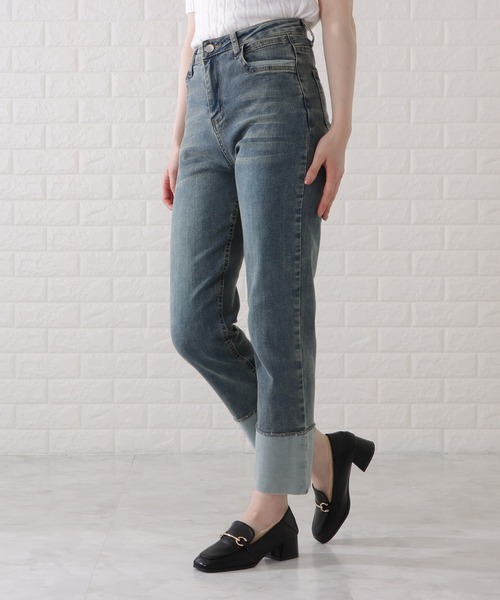 Lace Ladies（レースレディース）の「ロールアップハイウエストストレートデニムパンツ（デニムパンツ・レディース・ブラック/グレー/ネイビー・H/P/E/F/O/R）」の19枚目の写真