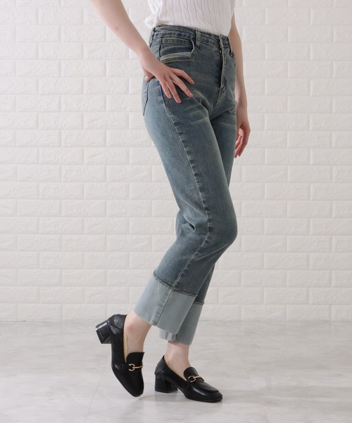 Lace Ladies（レースレディース）の「ロールアップハイウエストストレートデニムパンツ（デニムパンツ・レディース・ブラック/グレー/ネイビー・H/P/E/F/O/R）」の20枚目の写真