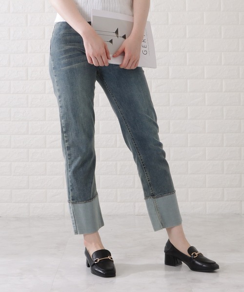 Lace Ladies（レースレディース）の「ロールアップハイウエストストレートデニムパンツ（デニムパンツ・レディース・ブラック/グレー/ネイビー・H/P/E/F/O/R）」の21枚目の写真