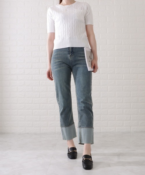 Lace Ladies（レースレディース）の「ロールアップハイウエストストレートデニムパンツ（デニムパンツ・レディース・ブラック/グレー/ネイビー・H/P/E/F/O/R）」の22枚目の写真