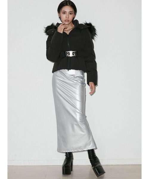 GYDA(ジェイダ)の「SymmetryGYDAベルト付きショートダウンコート(ダウンジャケット/コート・レディース・ブラック・FREE)」の8枚目の写真