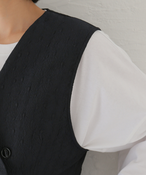 ジャーナルスタンダード　ジレ　ベスト　ブラック　セレモニー SLIM TAPERED】【春夏】ジレ(ベスト)/ブラック×ウィンドペン/4S