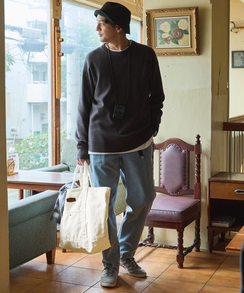 THE CRAFT CREW PRODUCTS(ザクラフトクループロダクツ)の「2WAY ビッグキャンバスグローサリートートバッグ【THE CRAFT CREW PRODUCTS】(トートバッグ・メンズ・アイボリー/オリーブ/モカ/グレー/ブラック・FREE)」の7枚目の写真