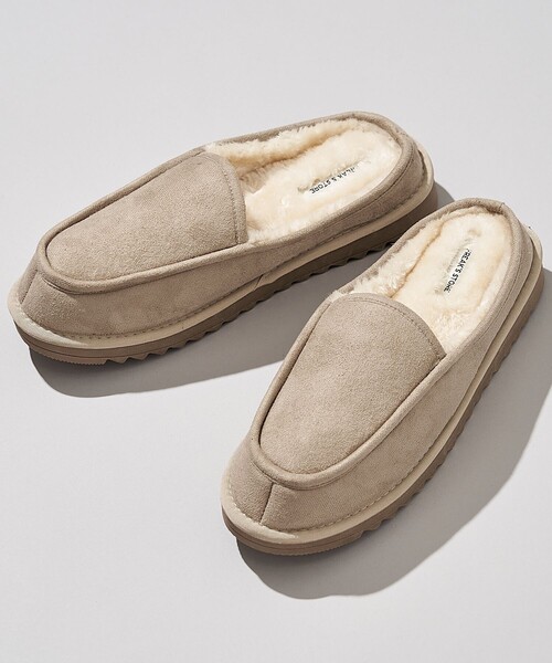 FREAK'S STORE(フリークスストア)の「限定展開 フェイクムートン スリッポン ミュール/ローファーモック(スニーカー・メンズ・ブラック/ベージュ/キャメル・26.0cm/24.0cm/28.0cm/27.0cm/25.0cm/23.0cm)」の2枚目の写真