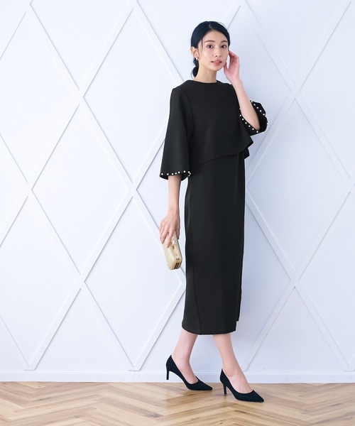 coca（coca）（コカ）の「パールスリーブセットアップオケージョンドレス（ドレス・レディース・ベージュ/ブラック・M/L）」の4枚目の写真