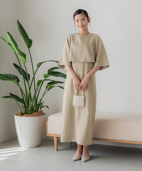 coca（coca）（コカ）の「パールスリーブセットアップオケージョンドレス（ドレス・レディース・ベージュ/ブラック・M/L）」の7枚目の写真