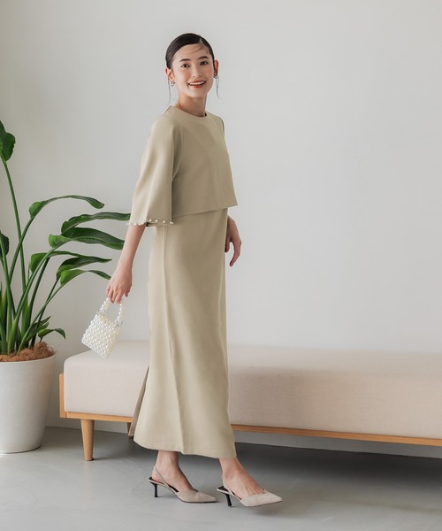 coca（coca）（コカ）の「パールスリーブセットアップオケージョンドレス（ドレス・レディース・ベージュ/ブラック・M/L）」の8枚目の写真