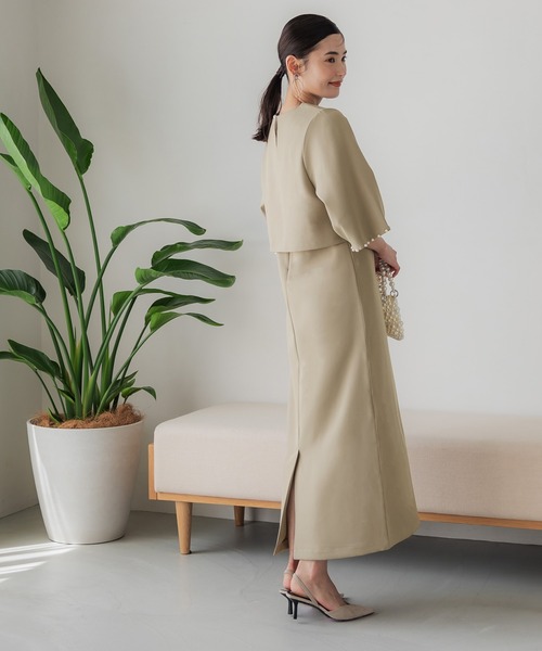 coca（coca）（コカ）の「パールスリーブセットアップオケージョンドレス（ドレス・レディース・ベージュ/ブラック・M/L）」の9枚目の写真