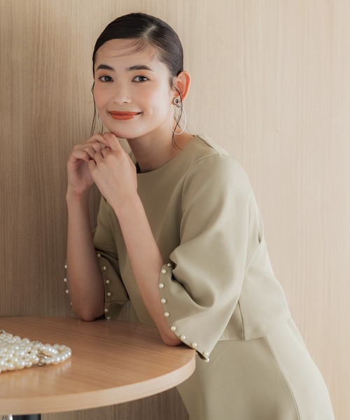 coca（coca）（コカ）の「パールスリーブセットアップオケージョンドレス（ドレス・レディース・ベージュ/ブラック・M/L）」の10枚目の写真