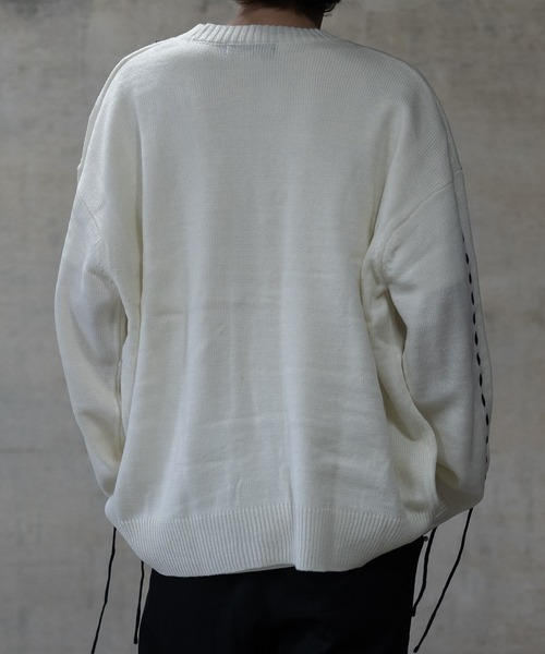 JOHN'S CLOSET（ジョンズクローゼット）の「【50】7G ハンドステッチ ルーズシルエット カーディガン（カーディガン/ボレロ・メンズ・ホワイト/ブラック・LARGE/MEDIUM）」の6枚目の写真