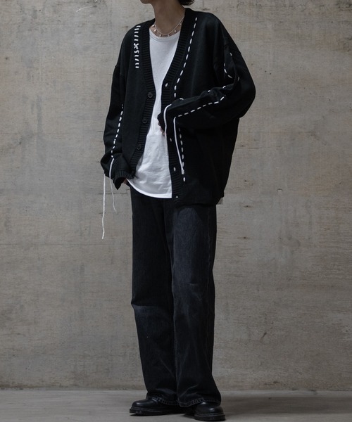 JOHN'S CLOSET（ジョンズクローゼット）の「【50】7G ハンドステッチ ルーズシルエット カーディガン（カーディガン/ボレロ・メンズ・ホワイト/ブラック・LARGE/MEDIUM）」の16枚目の写真