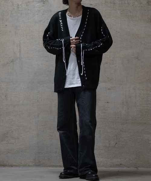 JOHN'S CLOSET（ジョンズクローゼット）の「【50】7G ハンドステッチ ルーズシルエット カーディガン（カーディガン/ボレロ・メンズ・ホワイト/ブラック・LARGE/MEDIUM）」の17枚目の写真