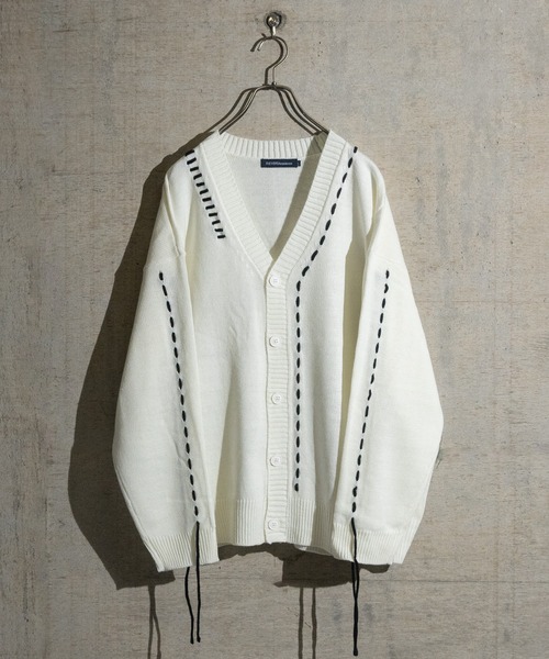 JOHN'S CLOSET（ジョンズクローゼット）の「【50】7G ハンドステッチ ルーズシルエット カーディガン（カーディガン/ボレロ・メンズ・ホワイト/ブラック・LARGE/MEDIUM）」の18枚目の写真