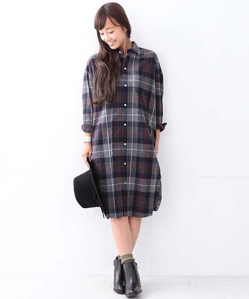 Ray Beams レイビームス の Gymphlex チェック ネルシャツ ワンピース ワンピース Wear