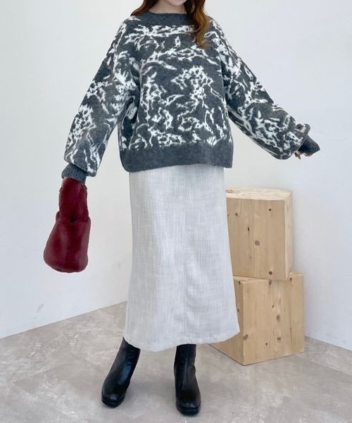 mysty woman（ミスティウーマン）の「起毛フラワージャガードニット　988043（ニット/セーター・レディース・オフホワイト/チャコールグレー/モカ・FREE）」の18枚目の写真