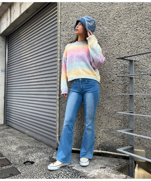 anap mimpi(アナップミンピ)の「カラフルグラデーションニットショートトップス(ニット/セーター・レディース・その他・FREE)」の15枚目の写真