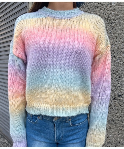 anap mimpi(アナップミンピ)の「カラフルグラデーションニットショートトップス(ニット/セーター・レディース・その他・FREE)」の17枚目の写真