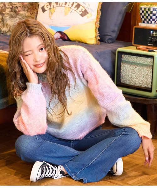 anap mimpi(アナップミンピ)の「カラフルグラデーションニットショートトップス(ニット/セーター・レディース・その他・FREE)」の19枚目の写真