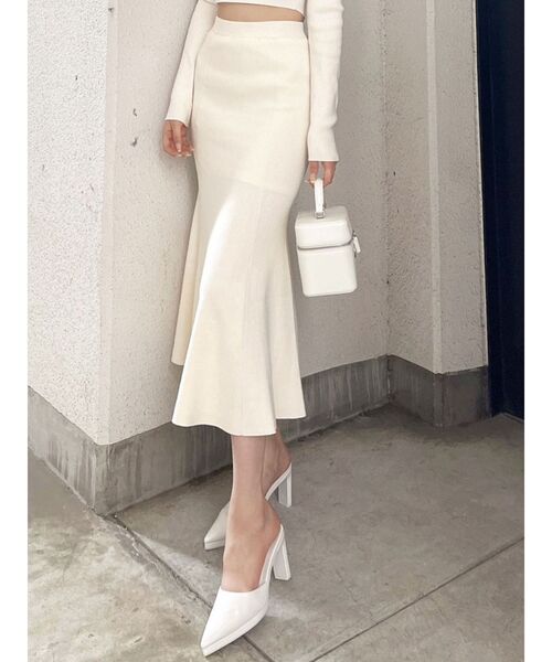 GYDA（ジェイダ）の「リブニットマーメイドスカート（スカート・レディース・アイボリー/ブラック・FREE）」の3枚目の写真