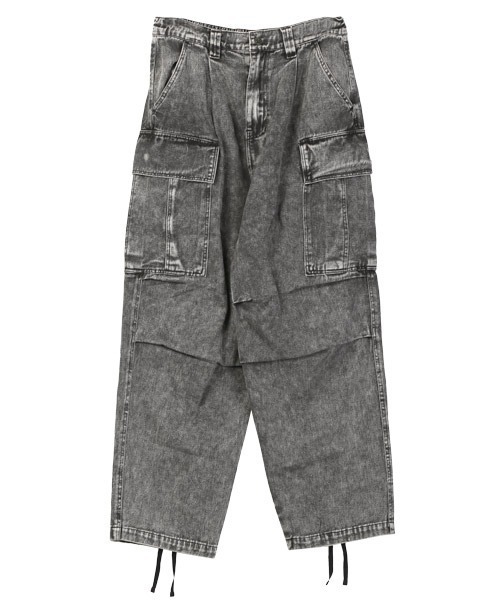 LUXSTYLE（ラグスタイル）の「ケミカル加工デニムワイドカーゴパンツ（デニムパンツ・メンズ・インディゴブルー/ブラック・M/L）」の5枚目の写真
